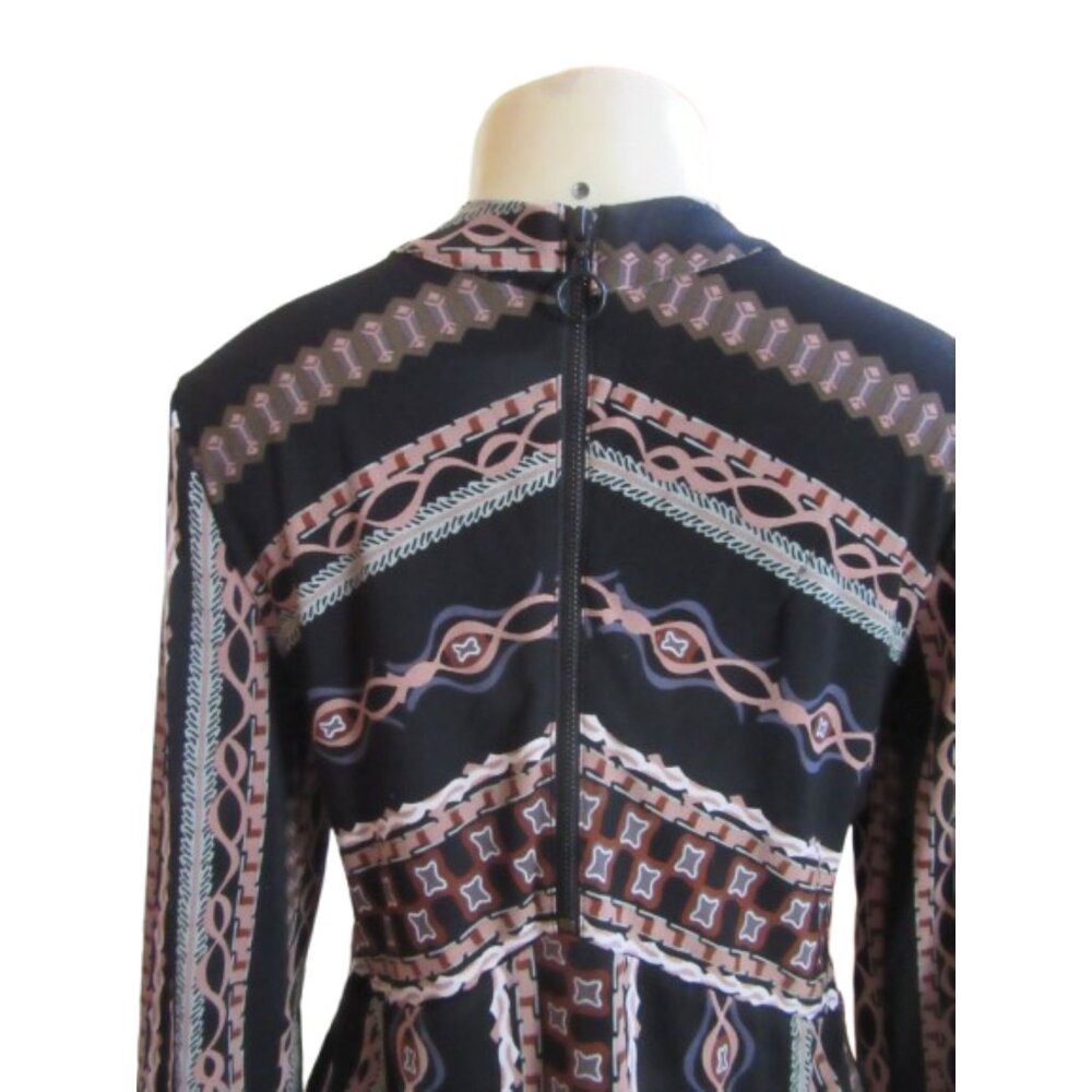 Free People Stella Mini Dress Black Geometric Long Sleeve S - Picture 6 of 7